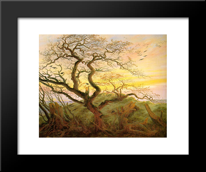 The Tree Of Crows 20x24 Black Modern Wood Framed Art Print Poster by Friedrich, Caspar David