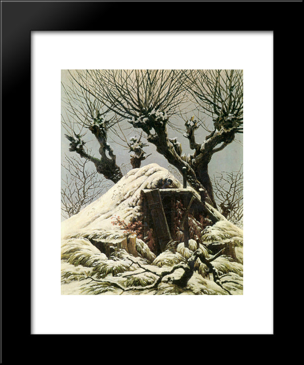 Trees In The Snow 20x24 Black Modern Wood Framed Art Print Poster by Friedrich, Caspar David