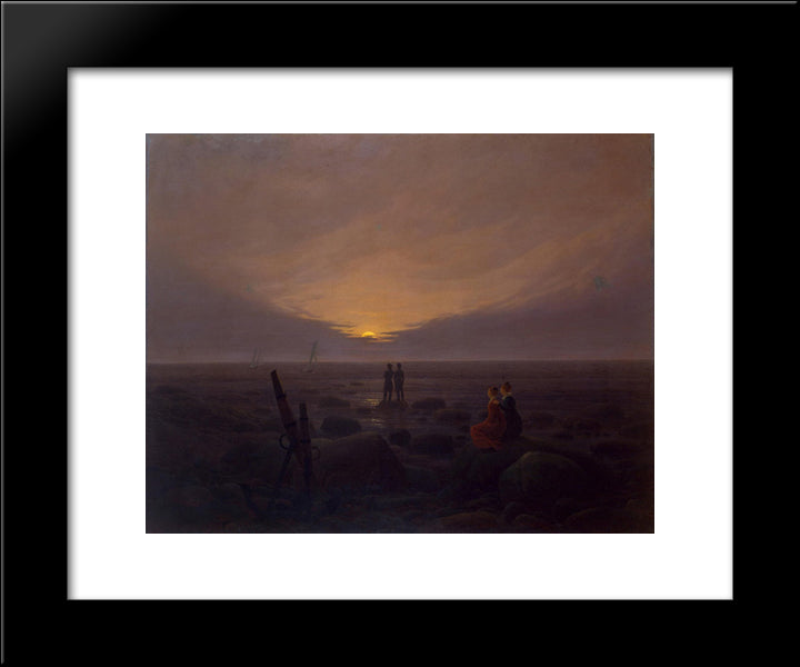 Twilight At Seaside 20x24 Black Modern Wood Framed Art Print Poster by Friedrich, Caspar David