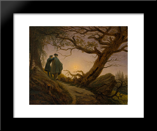 Two Men Contemplating The Moon 20x24 Black Modern Wood Framed Art Print Poster by Friedrich, Caspar David