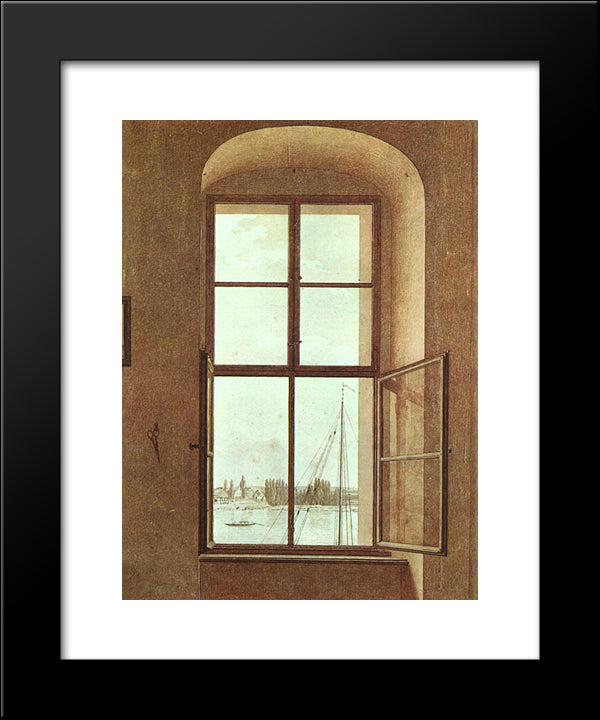 View From The Artists Studio, Window On Left 20x24 Black Modern Wood Framed Art Print Poster by Friedrich, Caspar David