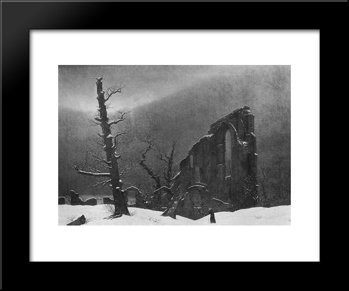 Winter 20x24 Black Modern Wood Framed Art Print Poster by Friedrich, Caspar David