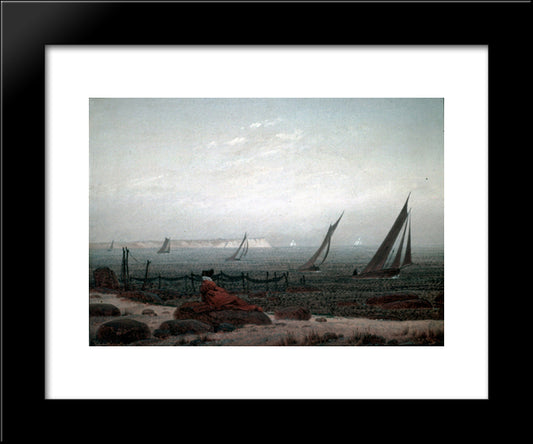 Woman On The Beach Of Ruegen 20x24 Black Modern Wood Framed Art Print Poster by Friedrich, Caspar David