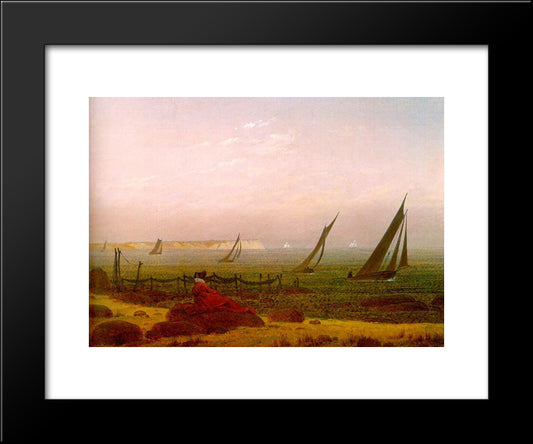 Woman On The Beach Of Rugen 20x24 Black Modern Wood Framed Art Print Poster by Friedrich, Caspar David