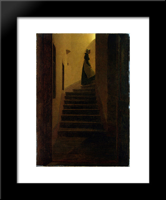 Woman On The Stairs 20x24 Black Modern Wood Framed Art Print Poster by Friedrich, Caspar David