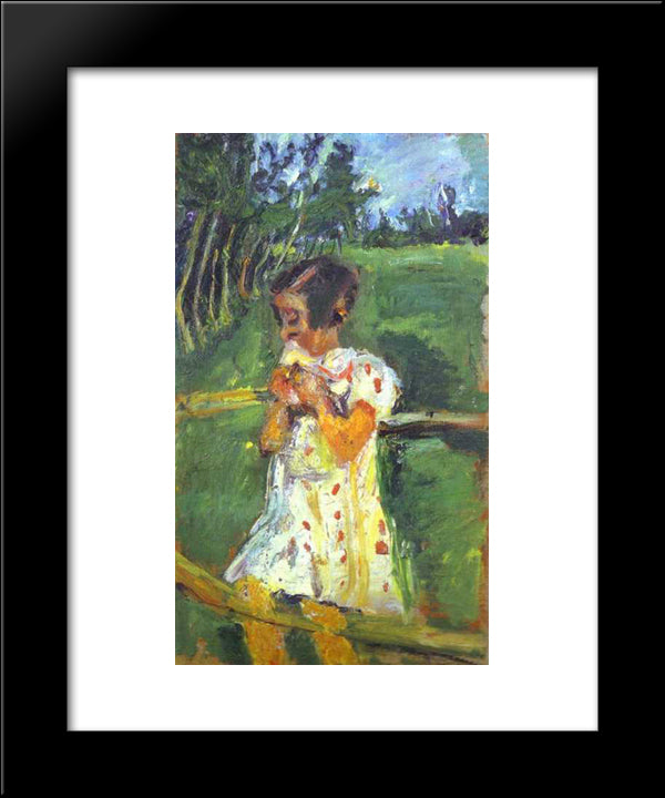 Girl At Fence 20x24 Black Modern Wood Framed Art Print Poster by Soutine, Chaim