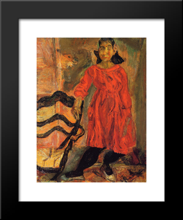 Girl In Red 20x24 Black Modern Wood Framed Art Print Poster by Soutine, Chaim