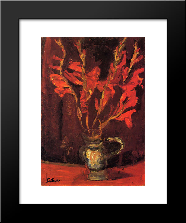 Gladioli 20x24 Black Modern Wood Framed Art Print Poster by Soutine, Chaim