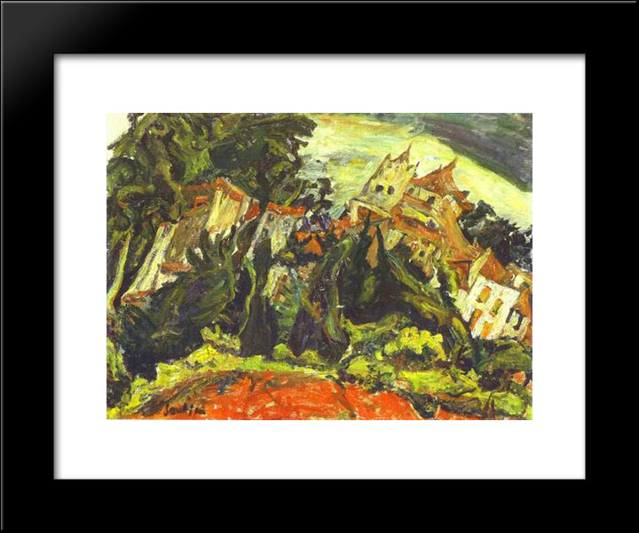 Houses At Ceret 20x24 Black Modern Wood Framed Art Print Poster by Soutine, Chaim