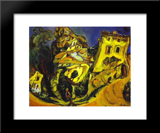 Landscape At Cagnes (La Gaude) 20x24 Black Modern Wood Framed Art Print Poster by Soutine, Chaim