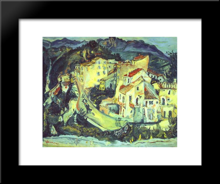 Landscape Of Cagnes 20x24 Black Modern Wood Framed Art Print Poster by Soutine, Chaim