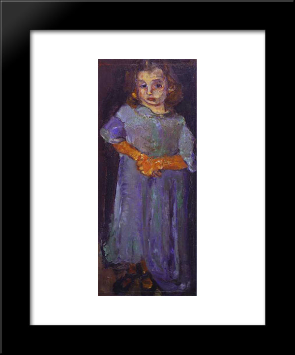 Little Girl In Blue 20x24 Black Modern Wood Framed Art Print Poster by Soutine, Chaim