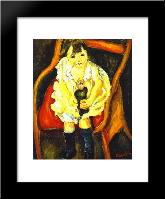 Little Girl With Doll 20x24 Black Modern Wood Framed Art Print Poster by Soutine, Chaim