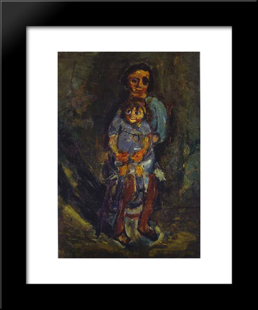 Mother And Child 20x24 Black Modern Wood Framed Art Print Poster by Soutine, Chaim