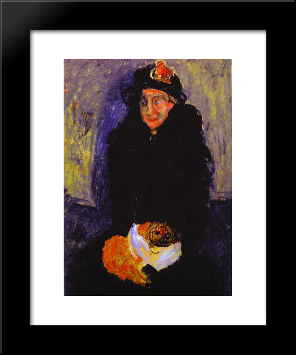 Old Woman With Dog 20x24 Black Modern Wood Framed Art Print Poster by Soutine, Chaim