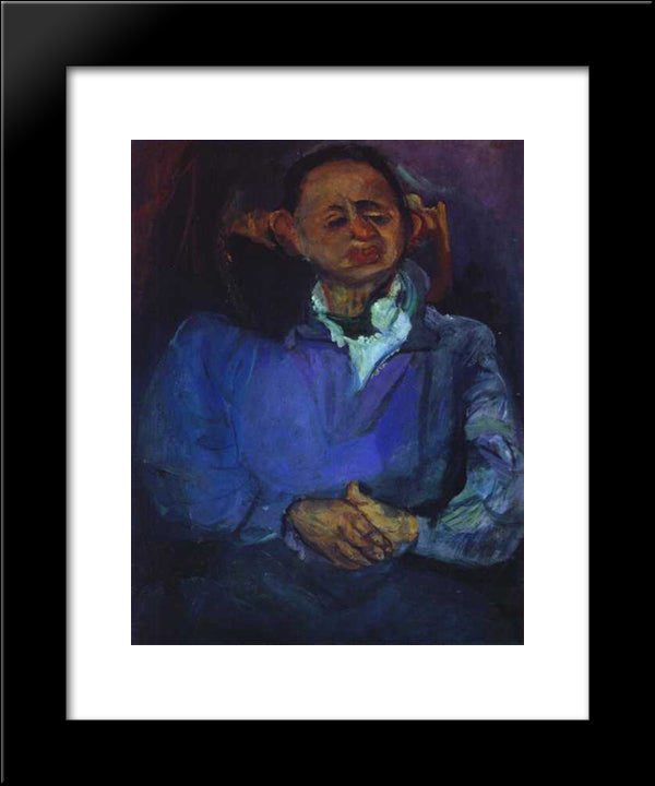 Portrait Of The Sculptor, Oscar Miestchaninoff 20x24 Black Modern Wood Framed Art Print Poster by Soutine, Chaim