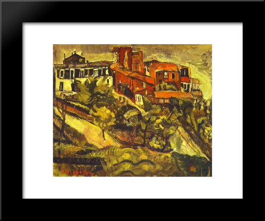 Red Houses 20x24 Black Modern Wood Framed Art Print Poster by Soutine, Chaim