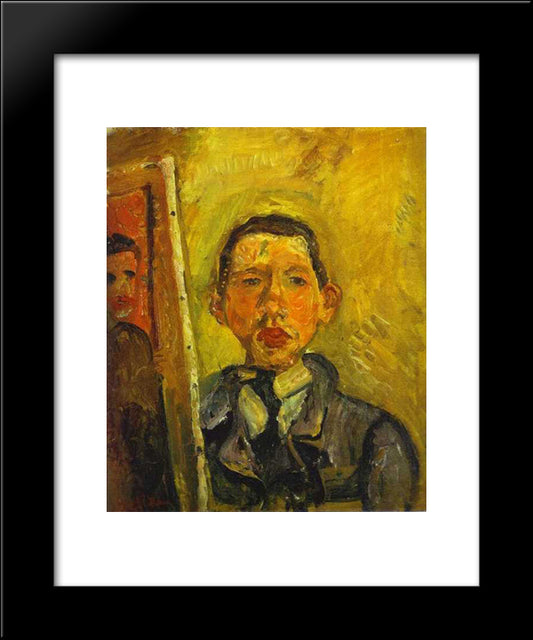 Self Portrait 20x24 Black Modern Wood Framed Art Print Poster by Soutine, Chaim