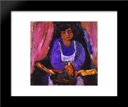 Servant Girl In Blue 20x24 Black Modern Wood Framed Art Print Poster by Soutine, Chaim