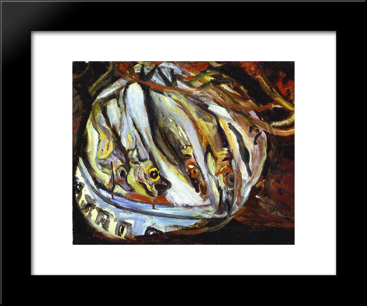 Still Life With Fish 20x24 Black Modern Wood Framed Art Print Poster by Soutine, Chaim