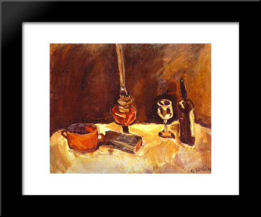 Still Life With Lamp 20x24 Black Modern Wood Framed Art Print Poster by Soutine, Chaim