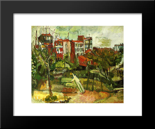 Suburban Landscape With Red Houses 20x24 Black Modern Wood Framed Art Print Poster by Soutine, Chaim