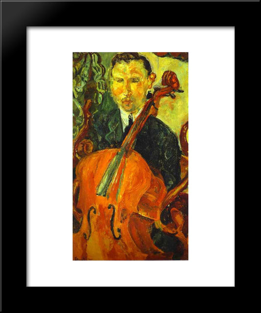 The Cellist (Serevitsch) 20x24 Black Modern Wood Framed Art Print Poster by Soutine, Chaim