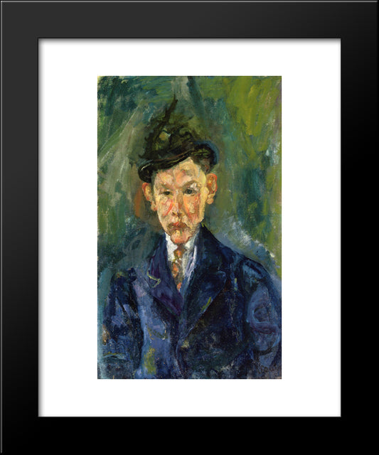 Young Man Wearing A Small Hat 20x24 Black Modern Wood Framed Art Print Poster by Soutine, Chaim