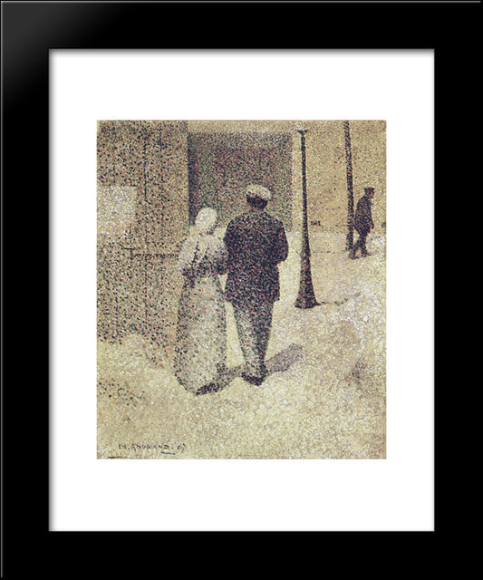 Couple In The Street 20x24 Black Modern Wood Framed Art Print Poster by Angrand, Charles