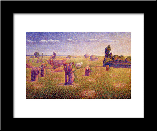 The Harvesters 20x24 Black Modern Wood Framed Art Print Poster by Angrand, Charles