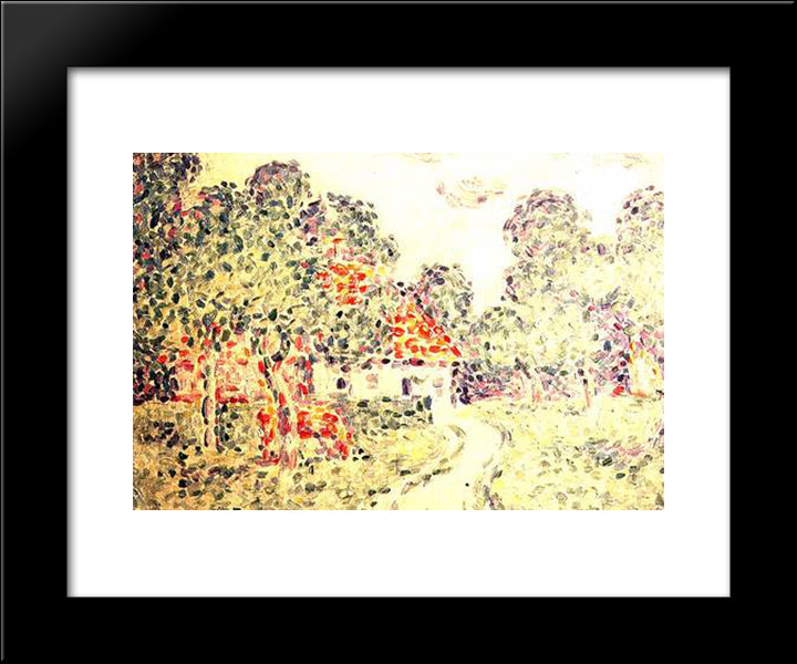 The Little Farm 20x24 Black Modern Wood Framed Art Print Poster by Angrand, Charles