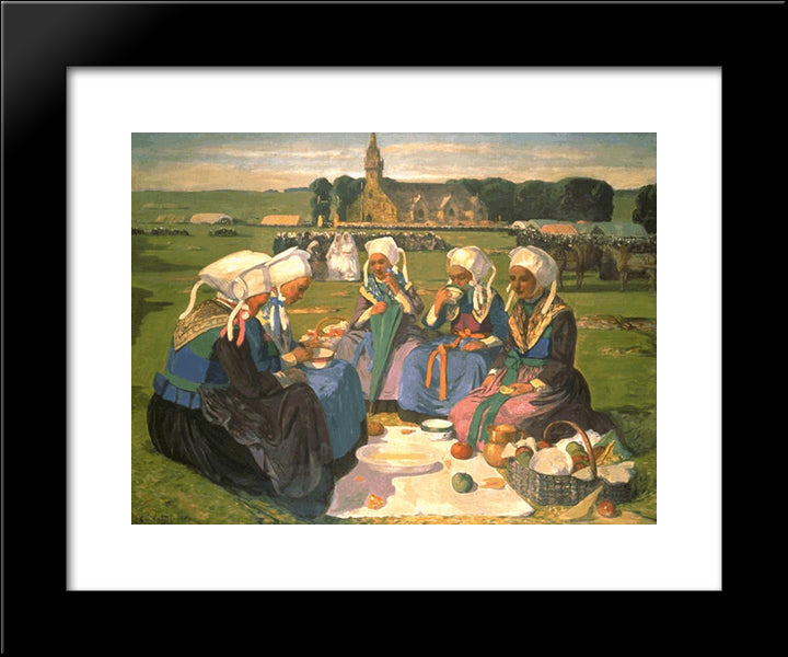 Femmes De Plougastel Au Pardon De Sainte-Anne-La-Palud 20x24 Black Modern Wood Framed Art Print Poster by Cottet, Charles