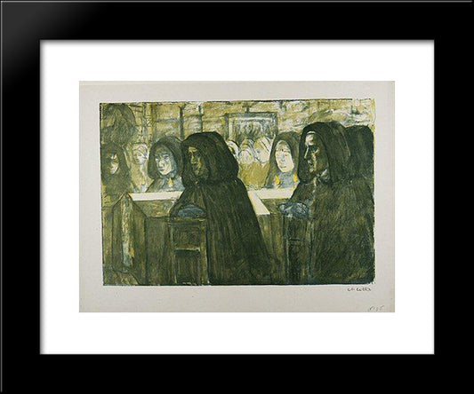 Funeral In Brittany 20x24 Black Modern Wood Framed Art Print Poster by Cottet, Charles
