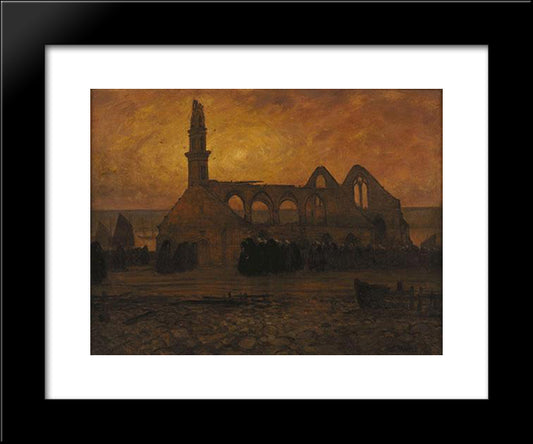 Lamentation Of Women Camaret Around The Chapel Of Burnt-Roch' Amadour 20x24 Black Modern Wood Framed Art Print Poster by Cottet, Charles