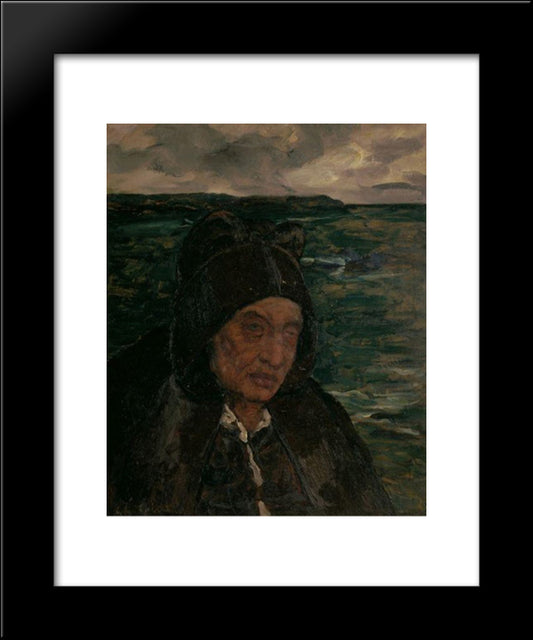 Old Woman Of Brittany 20x24 Black Modern Wood Framed Art Print Poster by Cottet, Charles