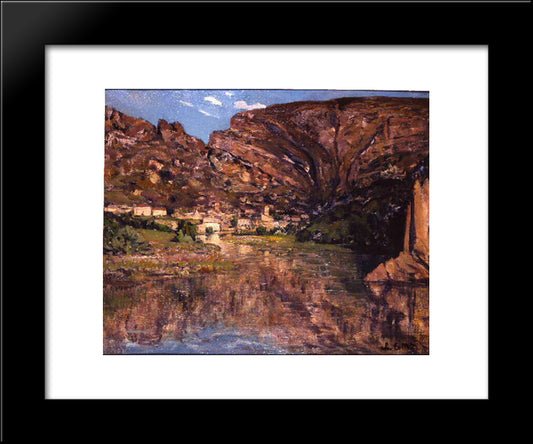 Petit Village Au Pied De La Falaise 20x24 Black Modern Wood Framed Art Print Poster by Cottet, Charles