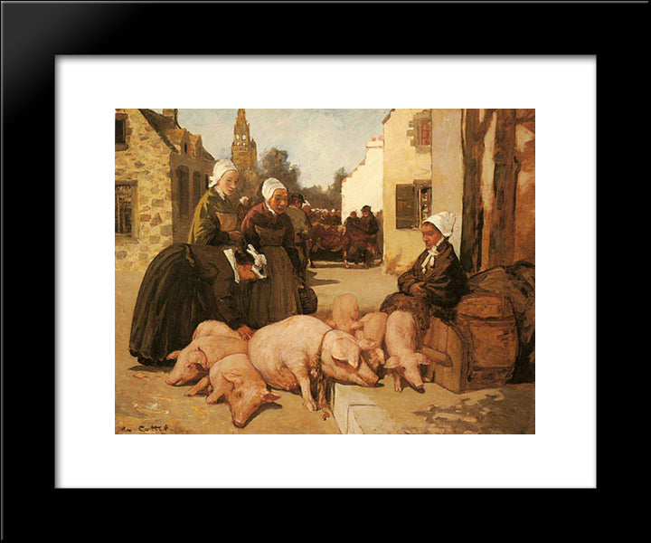 Selling Livestock 20x24 Black Modern Wood Framed Art Print Poster by Cottet, Charles