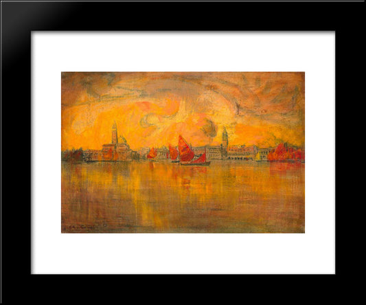 View Of Venice From The Sea 20x24 Black Modern Wood Framed Art Print Poster by Cottet, Charles