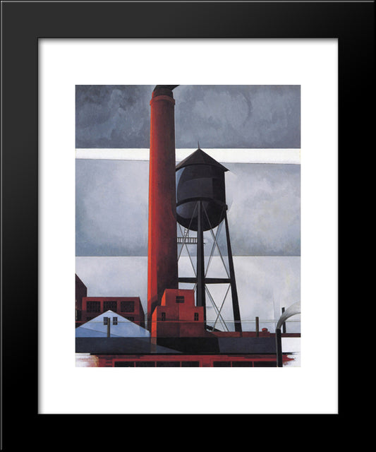 Chimney And Water Tower 20x24 Black Modern Wood Framed Art Print Poster by Demuth, Charles