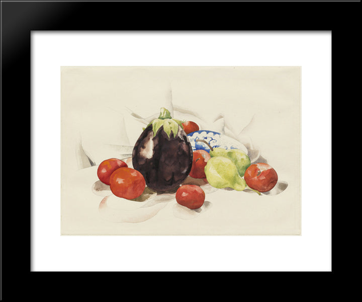 Eggplant And Tomatoes 20x24 Black Modern Wood Framed Art Print Poster by Demuth, Charles