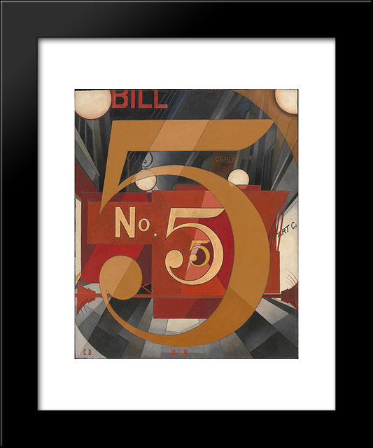 I Saw The Figure 5 In Gold 20x24 Black Modern Wood Framed Art Print Poster by Demuth, Charles