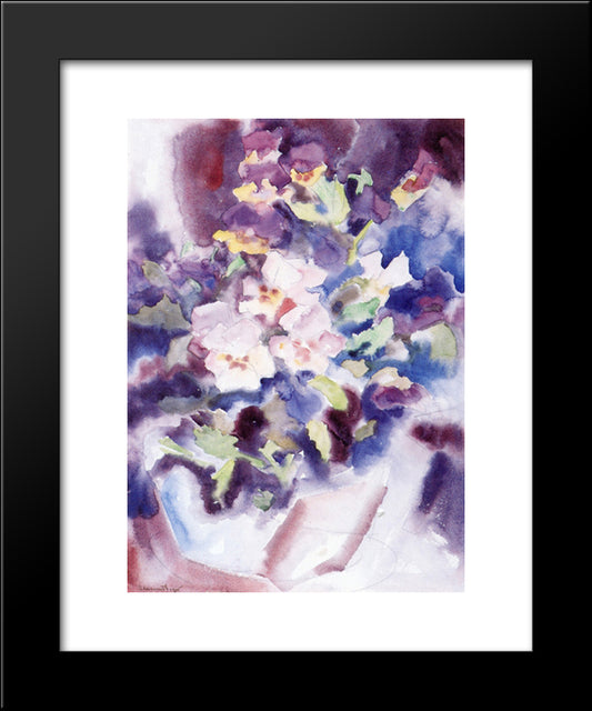 Pansies 20x24 Black Modern Wood Framed Art Print Poster by Demuth, Charles