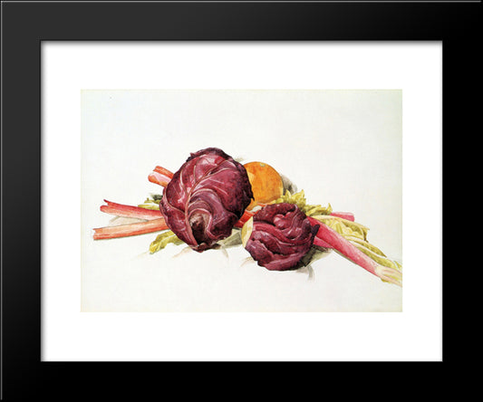 Red Cabbages, Rhubarb And Orange 20x24 Black Modern Wood Framed Art Print Poster by Demuth, Charles