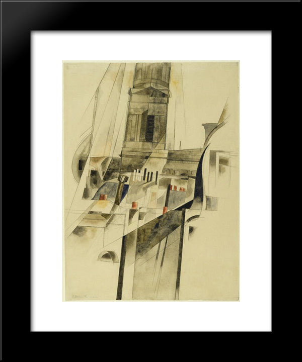 Roofs And Steeple 20x24 Black Modern Wood Framed Art Print Poster by Demuth, Charles