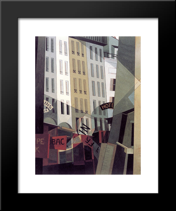 Rue Du Singe Qui Peche 20x24 Black Modern Wood Framed Art Print Poster by Demuth, Charles