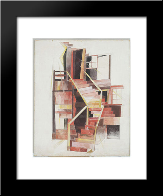 Stairs, Provincetown 20x24 Black Modern Wood Framed Art Print Poster by Demuth, Charles