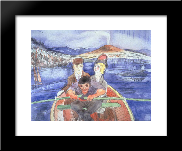 The Boat Ride From Sorrento 20x24 Black Modern Wood Framed Art Print Poster by Demuth, Charles