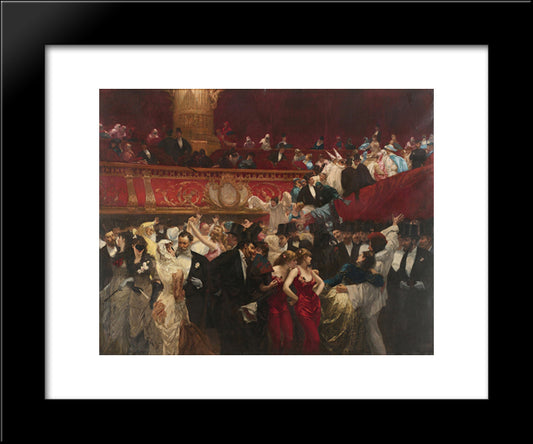 At The Masquerade 20x24 Black Modern Wood Framed Art Print Poster by Hermans, Charles