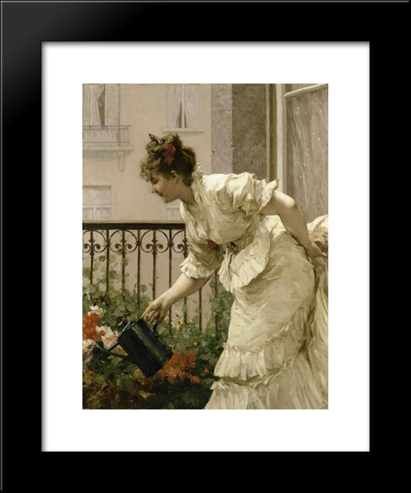 La Belle Voisine 20x24 Black Modern Wood Framed Art Print Poster by Hermans, Charles