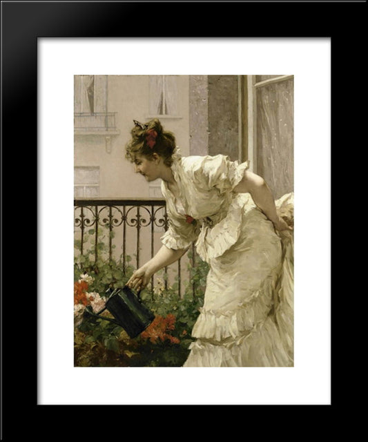 La Belle Voisine 20x24 Black Modern Wood Framed Art Print Poster by Hermans, Charles